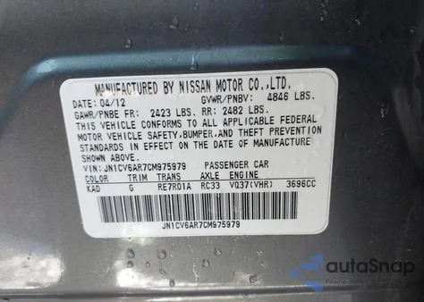 2012 Infiniti G37 z USA, uszkodzony, nr VIN JN1CV6AR7CM975979